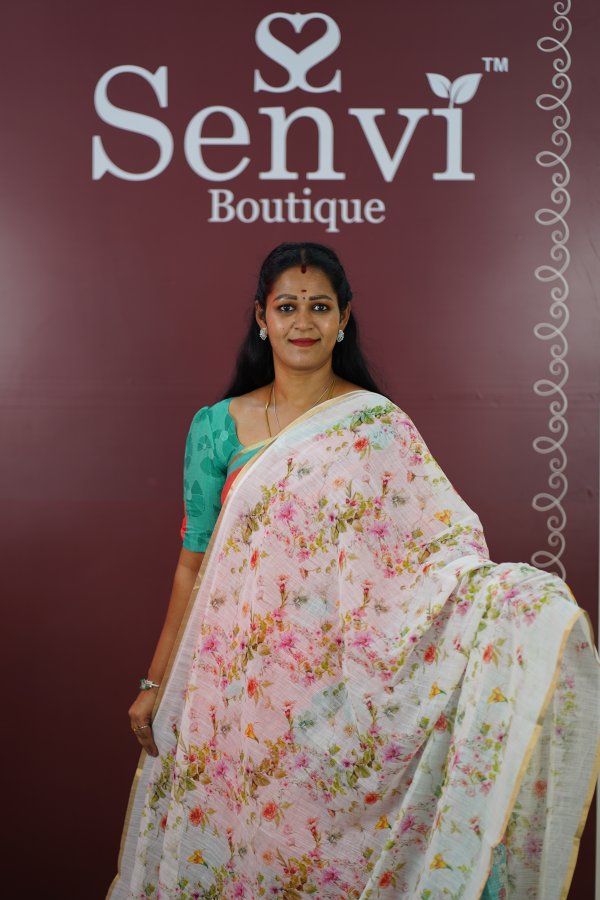 Soft Linen White with Orange