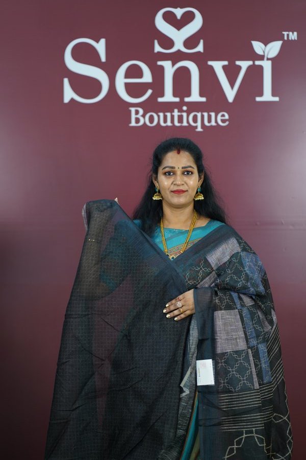 Jute Cotton Black & Blue