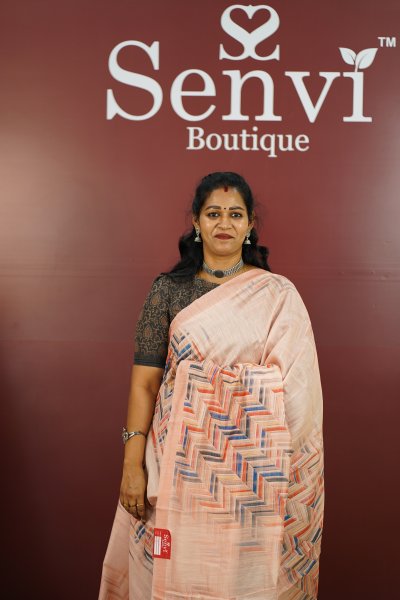 Cotton Digital Saree Peach