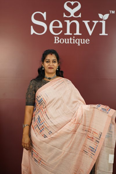 Cotton Digital Saree Peach