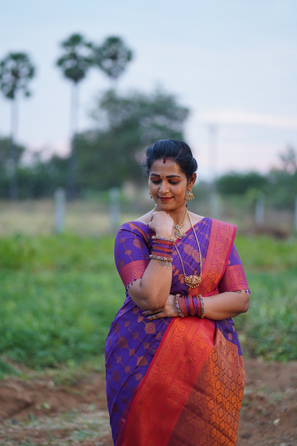 Purple Premium Kanchi Cotton