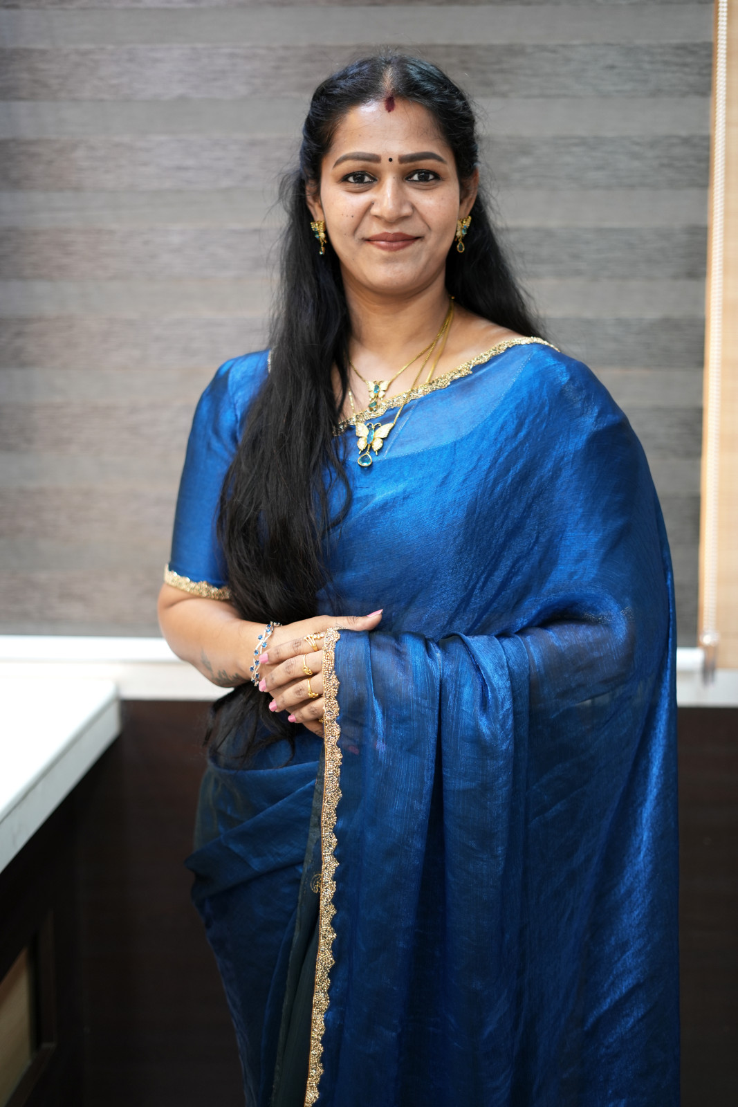 Blue Fendy Silk Saree