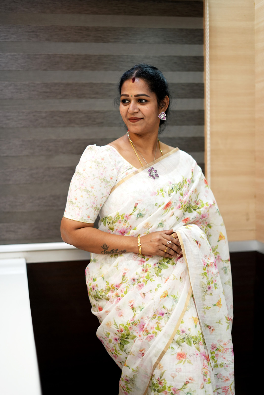 White Soft Linen Saree